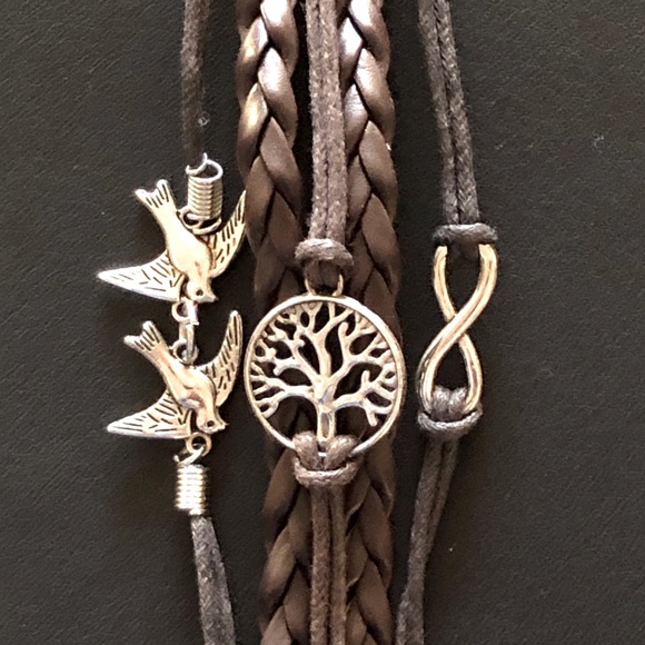 NEW 2 Boho Bracelets Thick Braided Bracelet & Artisan Leather Bracelet - Picture 4 of 5